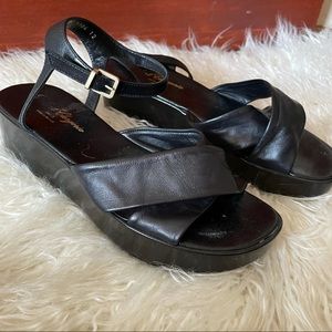 Robert Clergerie Black Leather Platform Sandals